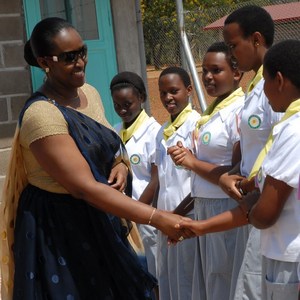 Rwanda's First Lady Greets Students